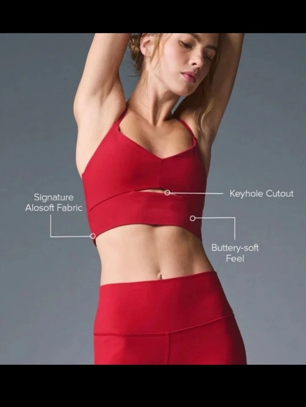 Alo Yoga Soft Highlight Bra Size Large Bold Red